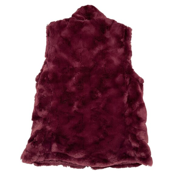 Nicole Miller Reversible Quilted Faux Fur Vest Wine Size Medium NWT - Picture 7 of 12